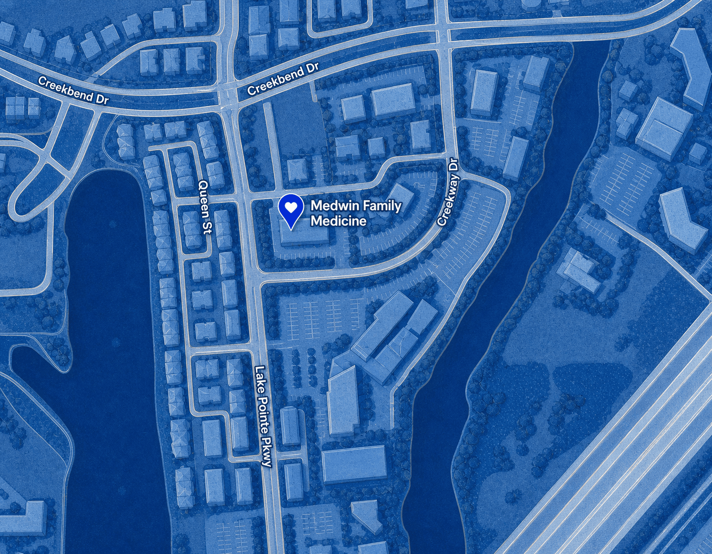 Illustrated map showing Medwin Family Medicine in Sugar Land